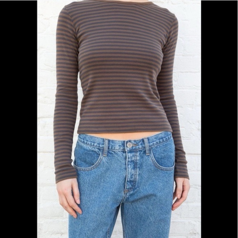 Brandy Melville brown striped long sleeve